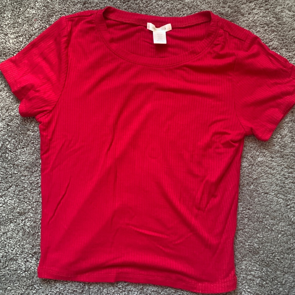 Short Sleeved Ribbed Crop Top